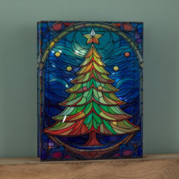 Samuel Alexander 28Cm Battery Operated Light Up Christmas Tree Stained Glass Decoration With Leds - thumbnail 4