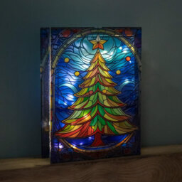 Samuel Alexander 28Cm Battery Operated Light Up Christmas Tree Stained Glass Decoration With Leds - thumbnail 9