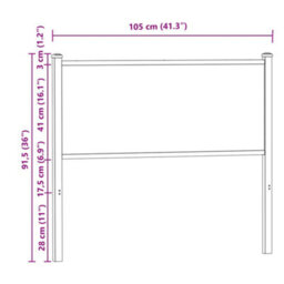 Berkfield Headboard Smoked Oak 100 Cm Engineered Wood And Steel - thumbnail 7