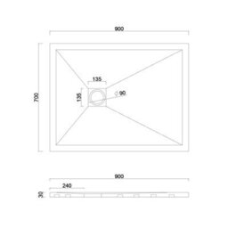 Royal Bathrooms Luxor Rectangular White Slate Effect Stone Shower Tray 900 X 700 X 30mm With White Grate - thumbnail 8
