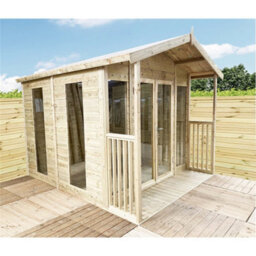 Marlborough - 9 X 8 Pressure Treated T&g Apex Wooden Summerhouse + Overhang + Verandah + Lock & Key (9' X 8') / (9Ft X 8Ft) (9X8 ) - thumbnail 2