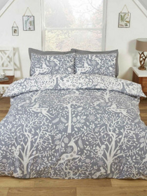 Tatton Woodland Grey Double Duvet Cover And Pillowcase Set - image 1