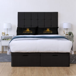 UKBEDFURNITURE Florence Plush Black End Opening Divan Ottoman Bed With 54 Inch Headboard & 10 Inch Orthopaedic Mattress - thumbnail 2