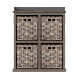 Fwstyle 4 Drawer Storage Unit Ready Assembled Handmade Solid Mahogany & Rattan - thumbnail 2