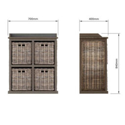 Fwstyle 4 Drawer Storage Unit Ready Assembled Handmade Solid Mahogany & Rattan - thumbnail 5