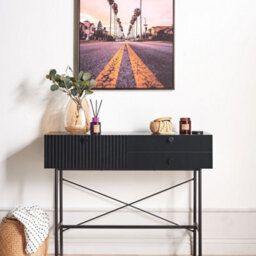 Wyld And Coco Nova Home 3-Drawer Console Table, Black Melamine Mdf, 100 X 30 Cm - thumbnail 2