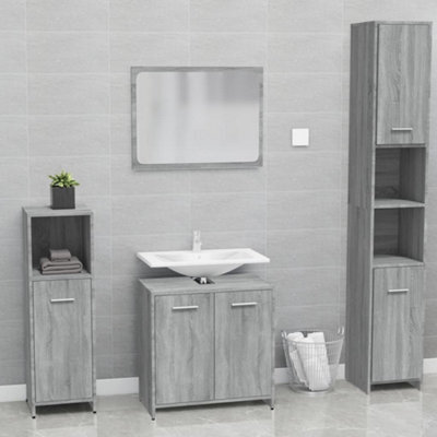 Berkfield Bathroom Furniture Set Grey Sonoma Engineered Wood - image 1