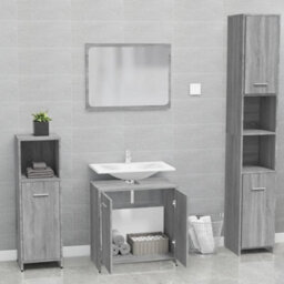 Berkfield Bathroom Furniture Set Grey Sonoma Engineered Wood - thumbnail 3