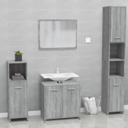 Berkfield Bathroom Furniture Set Grey Sonoma Engineered Wood - thumbnail 1