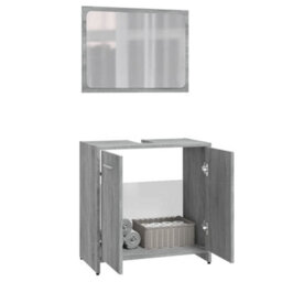 Berkfield Bathroom Furniture Set Grey Sonoma Engineered Wood - thumbnail 4