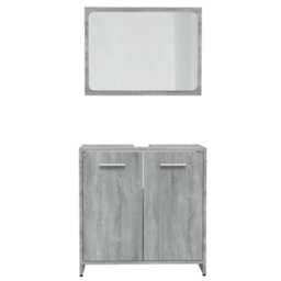Berkfield Bathroom Furniture Set Grey Sonoma Engineered Wood - thumbnail 5