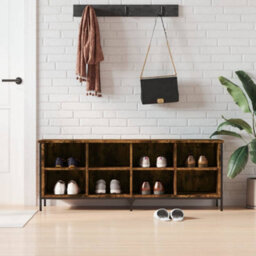 Berkfield Shoe Cabinet Smoked Oak 131X35X50 Cm Engineered Wood - thumbnail 1