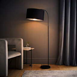 Valuelights Curva Black Arched Floor Lamp With Black Velvet / Chrome Inner Shade - thumbnail 5