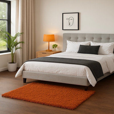 Uetian Small Terracotta Plush Shaggy Rug Ultra Soft 5Cm Thick Pile Cozy Carpet For Bedroom Living Area (80X150 Cm) - image 1