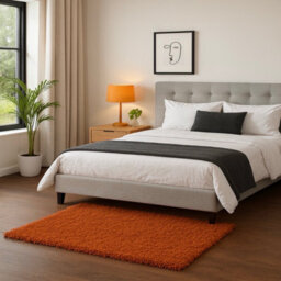 Uetian Small Terracotta Plush Shaggy Rug Ultra Soft 5Cm Thick Pile Cozy Carpet For Bedroom Living Area (80X150 Cm) - thumbnail 1