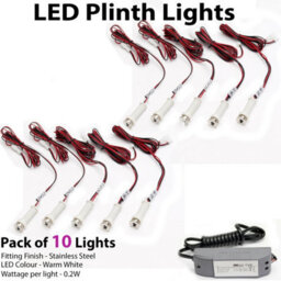 10-Pack Round Led Plinth Light Kit - Warm White Spotlights For Kitchen & Bathroom - thumbnail 3