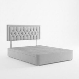 Adore Designs Diamond Cut Plush Velvet Divan Bed, Headboard - 4Ft6 Double - Silver - 4 Drawers - thumbnail 2