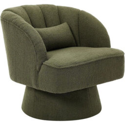 Green Modern Swivel Barrel Chair Round Accent Armchair Back Cushion