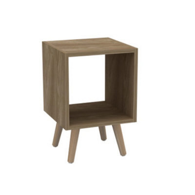 Urbn-Living Urbnliving 30Cm Height Oak Cube Wooden Storage Cube Bookcase Scandinavian Style Pine Legs Living Room Bedroom - image 1
