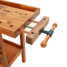 Berkfield Workbench With Drawer And Vices 124X52X83 Cm Solid Wood Acacia - thumbnail 8