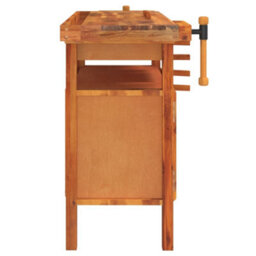 Berkfield Workbench With Drawer And Vices 124X52X83 Cm Solid Wood Acacia - thumbnail 5