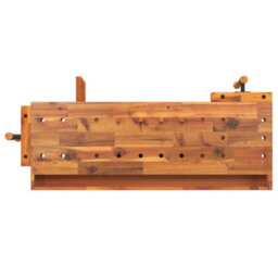 Berkfield Workbench With Drawer And Vices 124X52X83 Cm Solid Wood Acacia - thumbnail 7