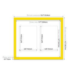 12X10 Inch 2 Opening Photo Collage Frame, Display Two 7X5 Inch Photos, Multi Aperture Family Picture Frame, Yellow - thumbnail 4