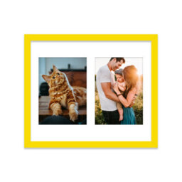 12X10 Inch 2 Opening Photo Collage Frame, Display Two 7X5 Inch Photos, Multi Aperture Family Picture Frame, Yellow - thumbnail 1