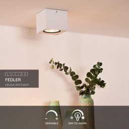 Lucide Fedler Modern Surface Mounted Ceiling Spotlight - Led Dim To Warm - Gu10 - 1X12W 2200K/3000K - White - thumbnail 2