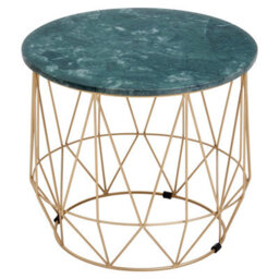 Orsina Marble Top Green Side Table, Open Design Frame Bedside Table, Round End Table For Living Room, Lounge - thumbnail 3