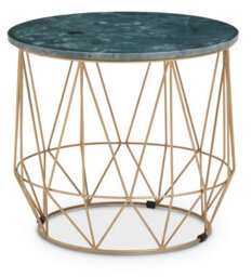 Orsina Marble Top Green Side Table, Open Design Frame Bedside Table, Round End Table For Living Room, Lounge - thumbnail 1