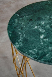 Orsina Marble Top Green Side Table, Open Design Frame Bedside Table, Round End Table For Living Room, Lounge - thumbnail 4