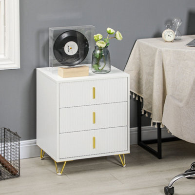 Homcom 3 Drawer Dresser, Chest Of Drawers Storage Cabinet, White - image 1