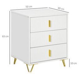 Homcom 3 Drawer Dresser, Chest Of Drawers Storage Cabinet, White - thumbnail 3