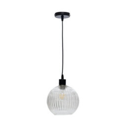 First Choice Lighting Set Of 2 Betchley Clear Ribbed Glass Globe Easy Fit Pendant Shades - thumbnail 2