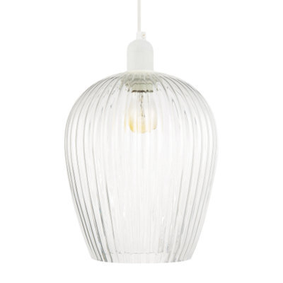 Happy Homewares Modern Transparent Mini Line Ribbed Glass Pendant Ceiling Lamp Shade - image 1