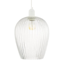 Happy Homewares Modern Transparent Mini Line Ribbed Glass Pendant Ceiling Lamp Shade - thumbnail 1