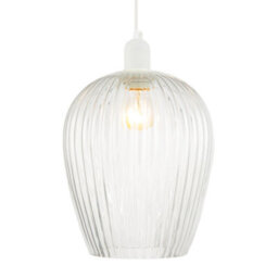Happy Homewares Modern Transparent Mini Line Ribbed Glass Pendant Ceiling Lamp Shade - thumbnail 2