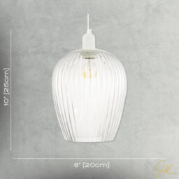 Happy Homewares Modern Transparent Mini Line Ribbed Glass Pendant Ceiling Lamp Shade - thumbnail 7