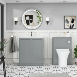 Royal Bathrooms Elmore 700mm Traditional Floor Standing 2 Door Bathroom Vanity Unit With Matt Stone Basin Sink - Matt Pebble Grey - thumbnail 4