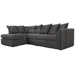 Furnishings For Less UK Byron Dundee Chenille Fabric 5 Seater L Shaped Corner Sofa  Grey Left Hand Facing - thumbnail 1