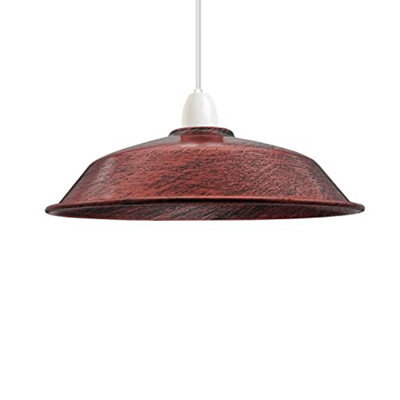 Rustic Red Vintage Metal Pendant Light Shade 36Cm E27 Easy Fit Ceiling Light For Kitchen, Living Room Or Bedroom. - image 1