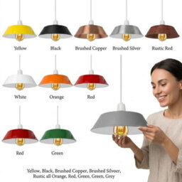 Rustic Red Vintage Metal Pendant Light Shade 36Cm E27 Easy Fit Ceiling Light For Kitchen, Living Room Or Bedroom. - thumbnail 9