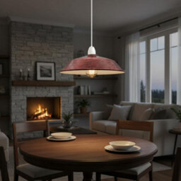 Rustic Red Vintage Metal Pendant Light Shade 36Cm E27 Easy Fit Ceiling Light For Kitchen, Living Room Or Bedroom. - thumbnail 5