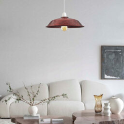 Rustic Red Vintage Metal Pendant Light Shade 36Cm E27 Easy Fit Ceiling Light For Kitchen, Living Room Or Bedroom. - thumbnail 6