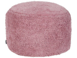 Beliani Handmade Pink Shaggy Cotton Pouffe 50 X 35 Cm - Round Boho Seat - thumbnail 3