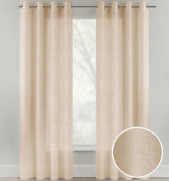 Tyrone Textiles Pair Of Crete Natural Luxury Linen Look Sheer Panels With Eyelet Header 183 Cm