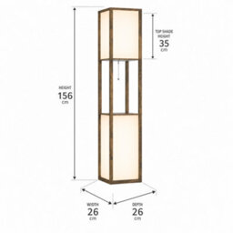 Homcom Dual Light Shelf Floor Lamp - Rustic Brown - thumbnail 3