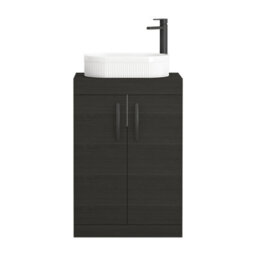 Royal Bathrooms Turin 800mm Freestanding Bathroom Vanity Unit With Sink 2 Door Hale Black & Lyon Countertop Basin - thumbnail 5