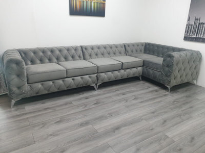 Stratus Interiors Italian Chesterfield Upholstered Velvet Fullback Sofa  - L Shape Corner - image 1